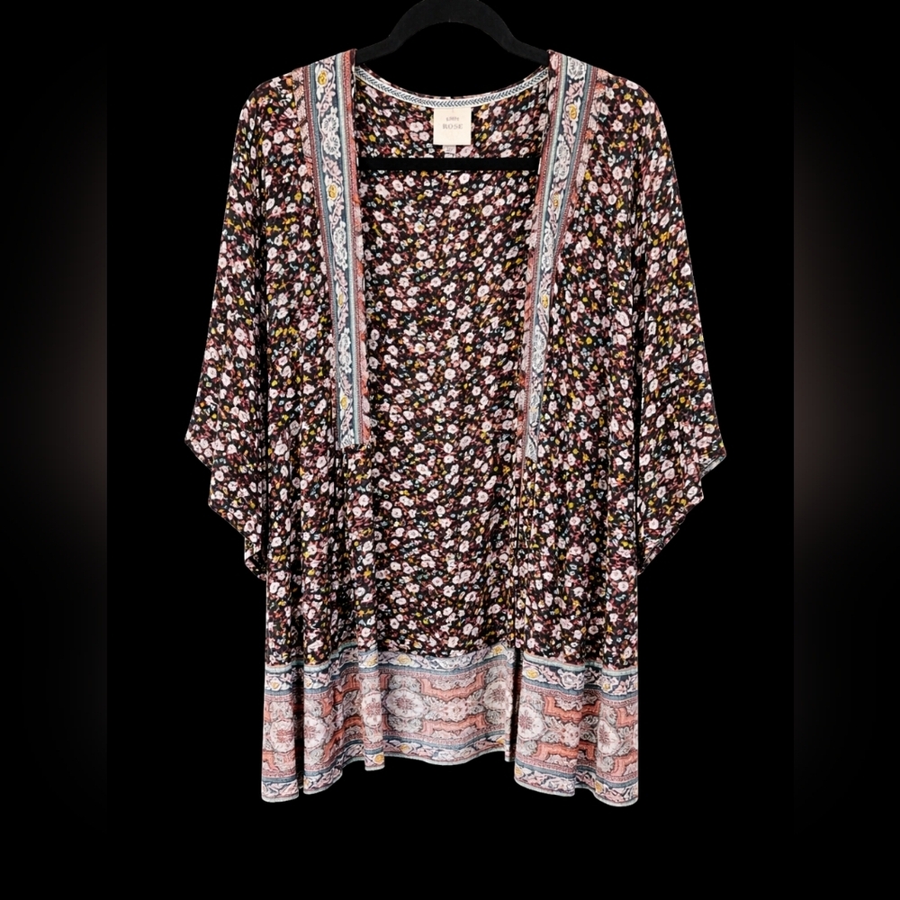 Knox Rose | Floral Boho Quarter Sleeve Kimono | XS